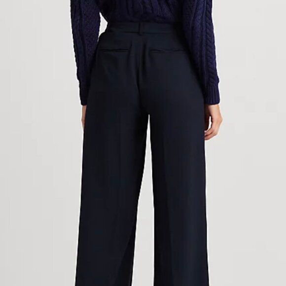 Navy Double-Faced Georgette Wide-Leg Pant - Picture 5 of 13